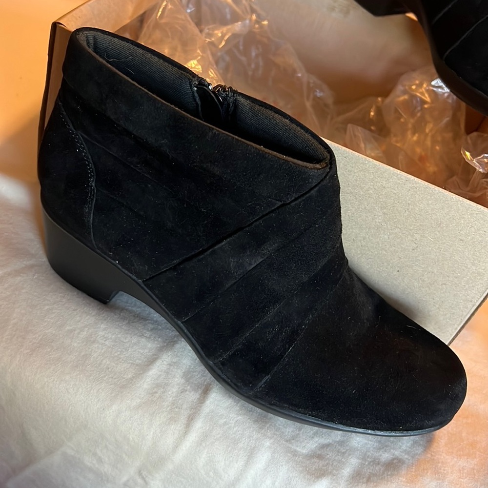 Clarks Black Suede Bootie